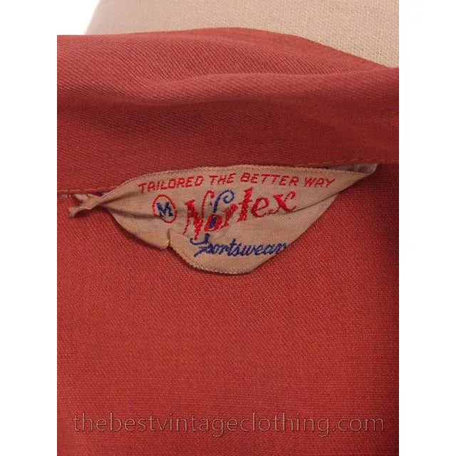 Vintage Mens 1940s Rare Bowling Jacket Rayon Bowling Pins L Nortex Sportswear M