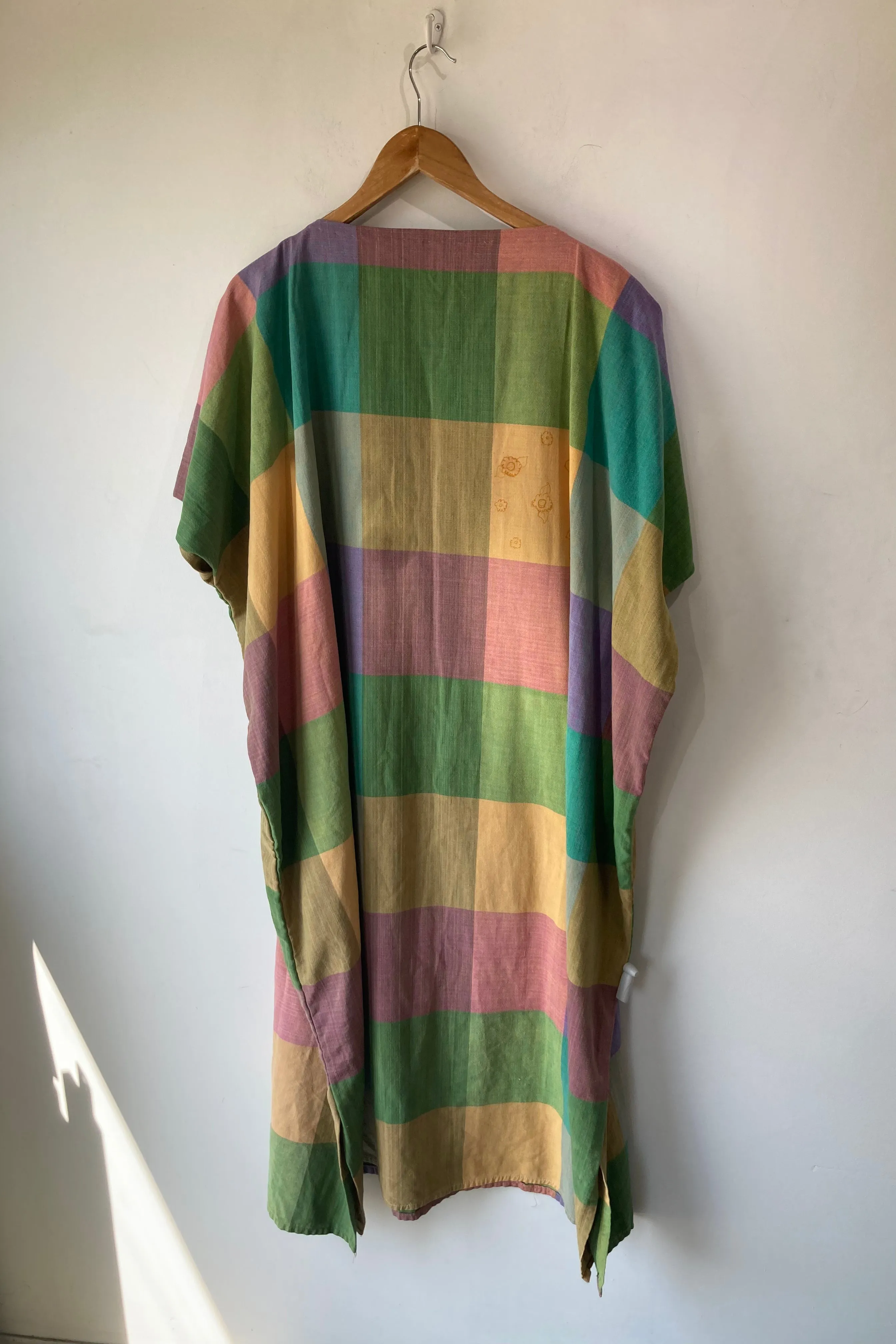 Vintage Pastel Batik Patchwork Caftan w/ Pocket