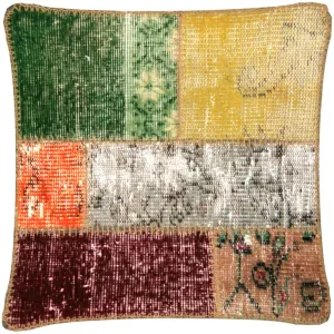 Vintage Turkish OverDyed Patchwork Pillow - 20" x 20"