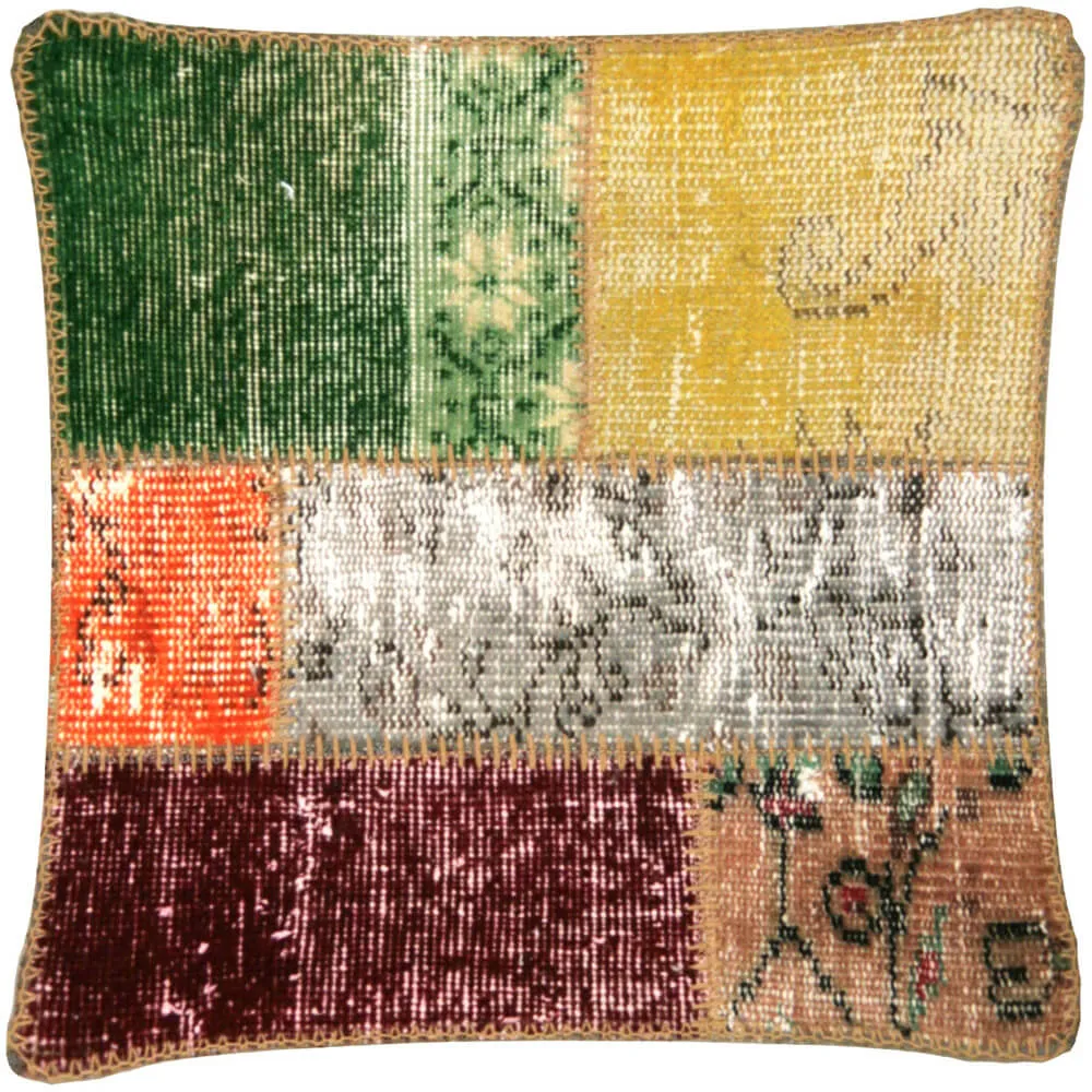Vintage Turkish OverDyed Patchwork Pillow - 20" x 20"