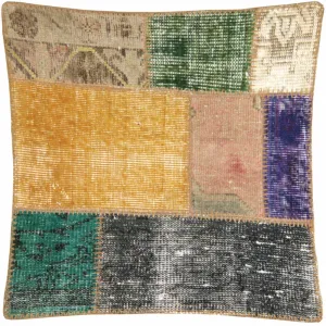 Vintage Turkish OverDyed Patchwork Pillow - 24" x 24"