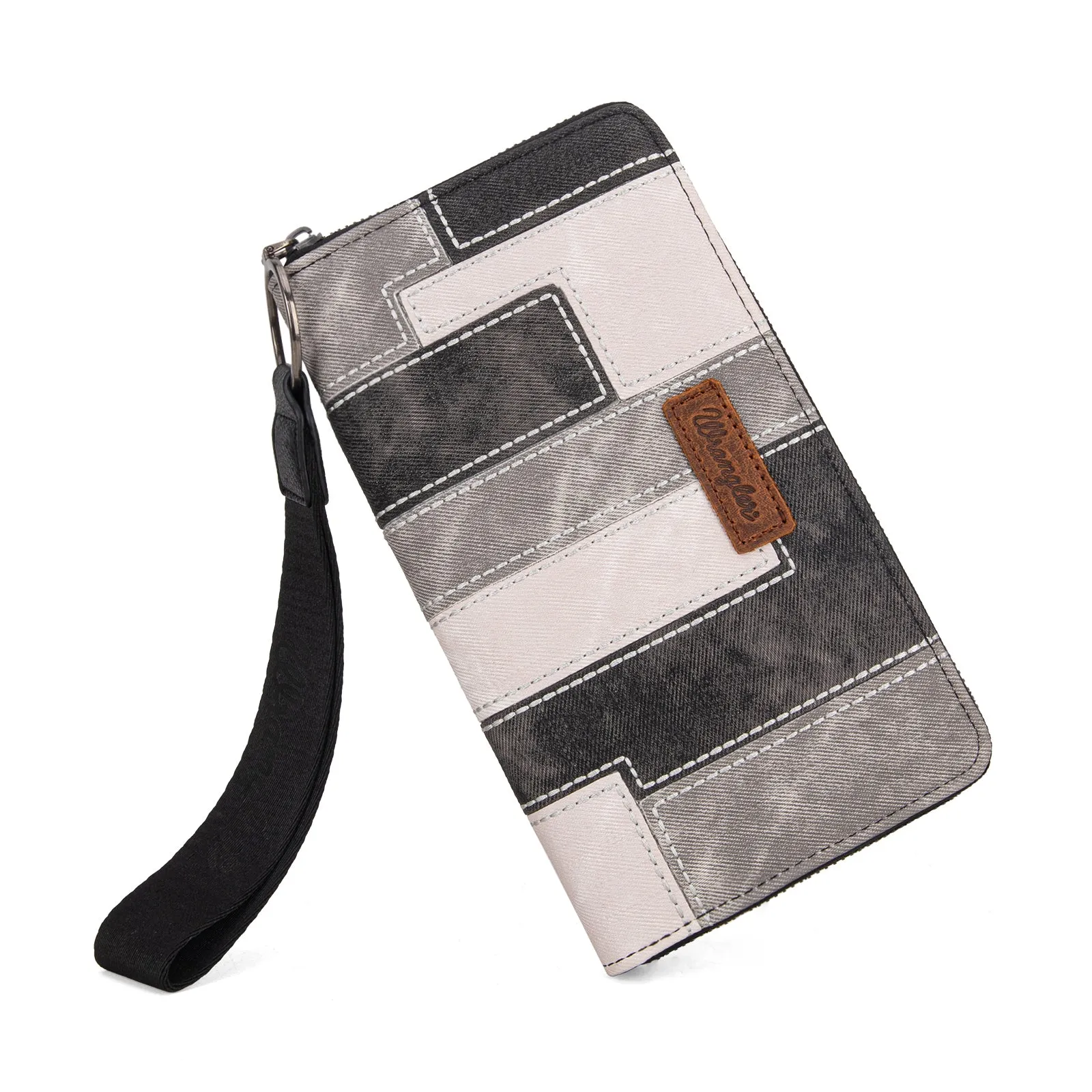 WG164-W006  Wrangler Denim Patchwork Wallet  - Black