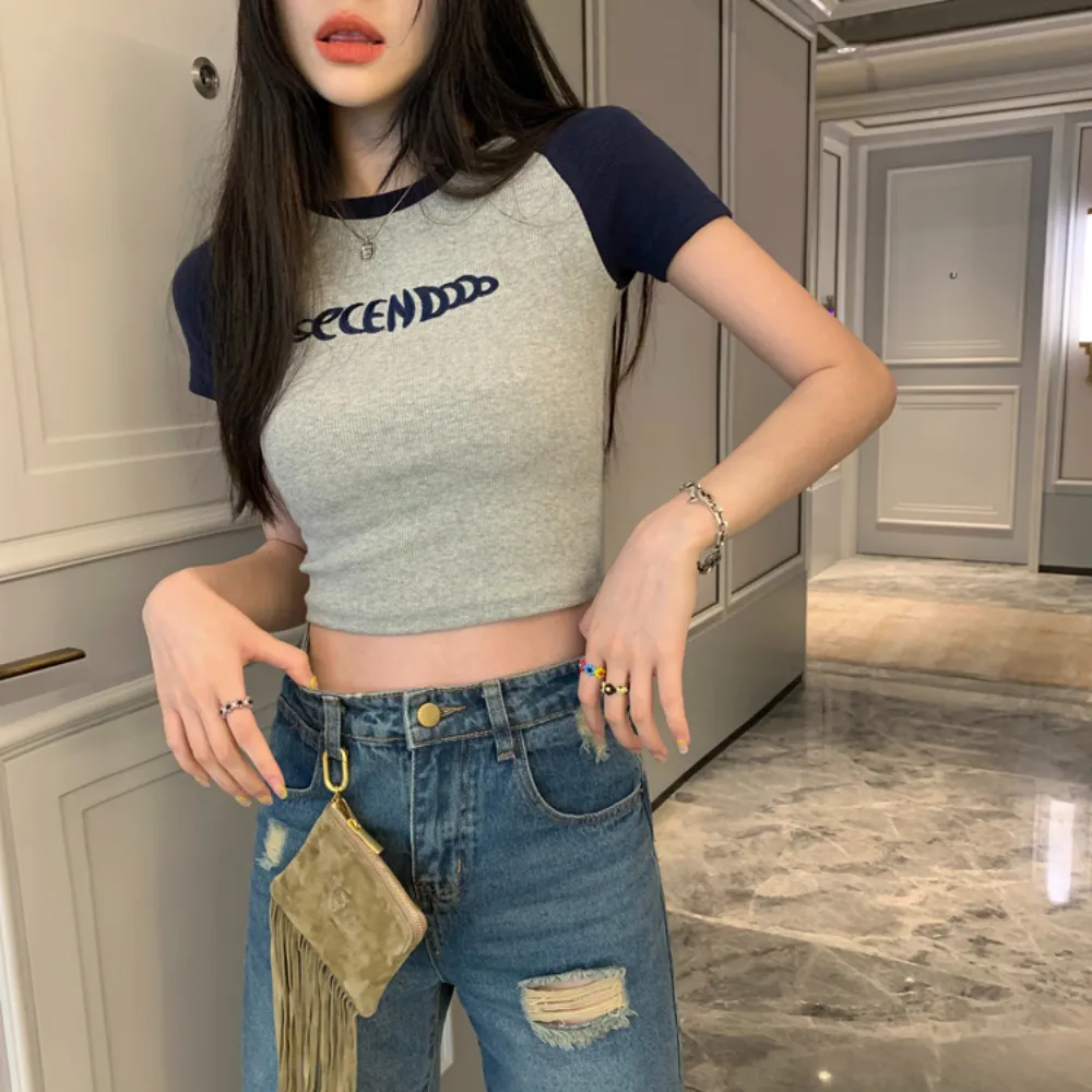 Women's American Raglan Patchwork T-Shirt