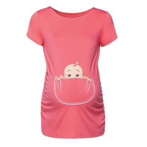Women's Maternity Baby in Pocket Print T-Shirt