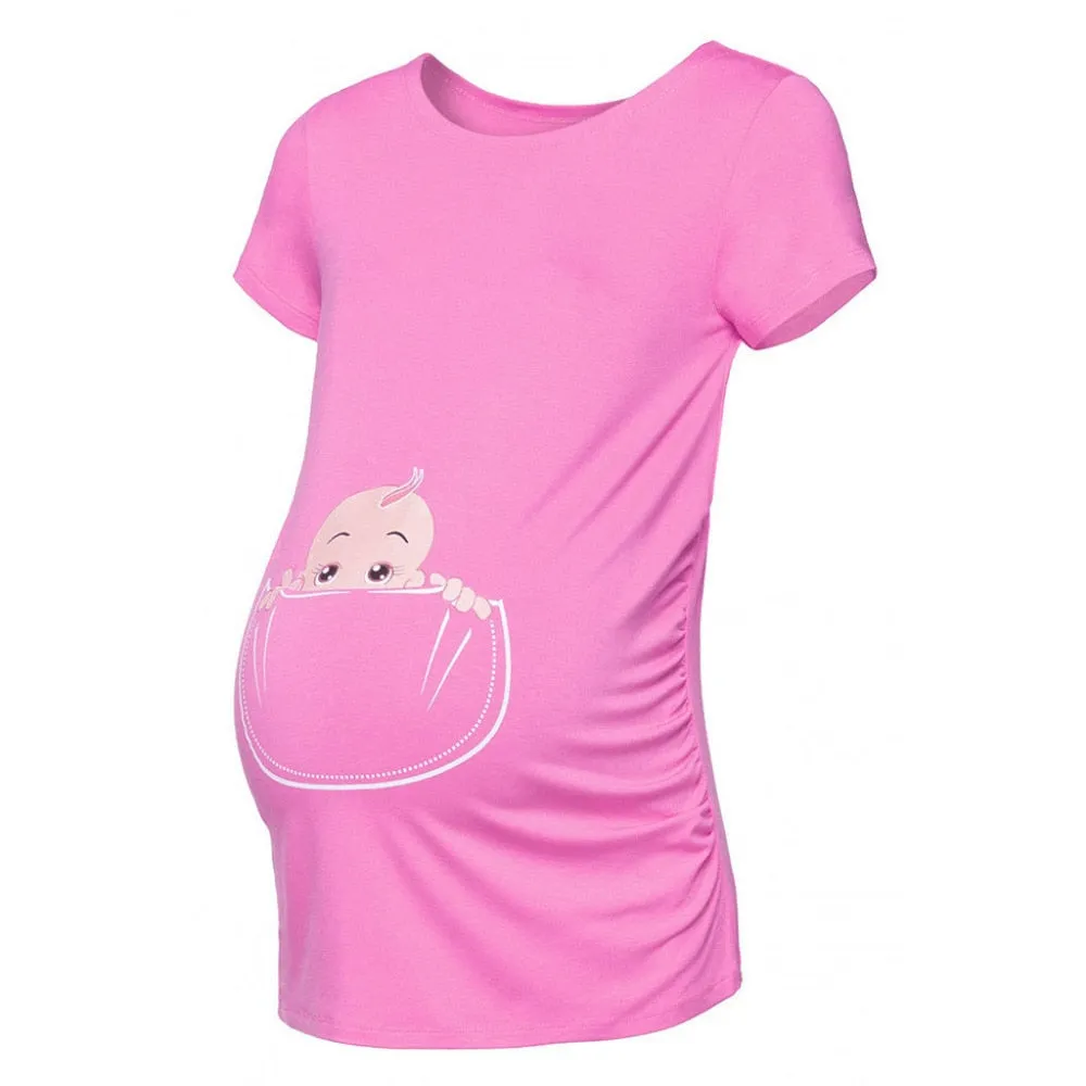 Women's Maternity Baby in Pocket Print T-Shirt