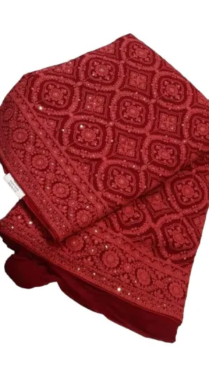 Women's Party Wear Pure Georgette Allover Resham Thread Work Chikankari Saree