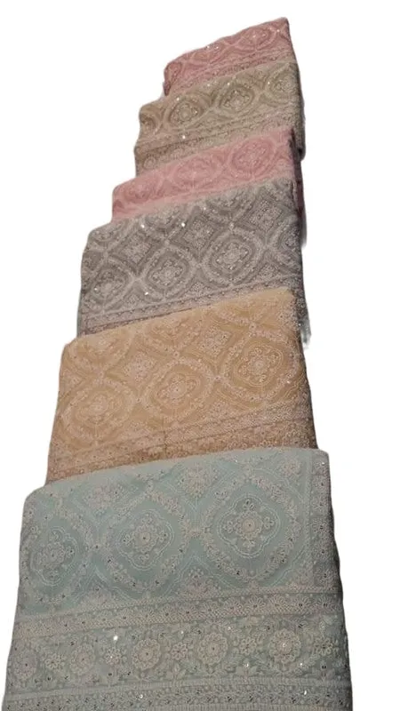 Women's Party Wear Pure Georgette Allover Resham Thread Work Chikankari Saree