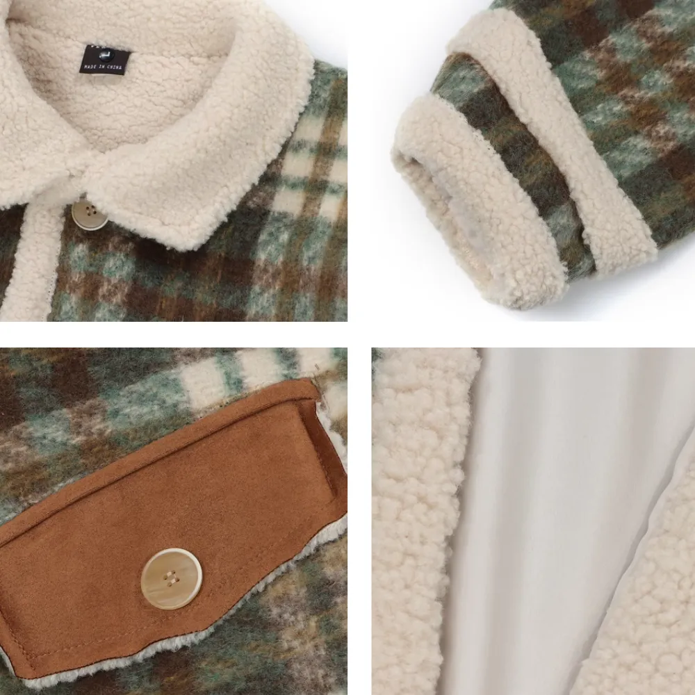 Women's Patchwork Lamb Wool Coat