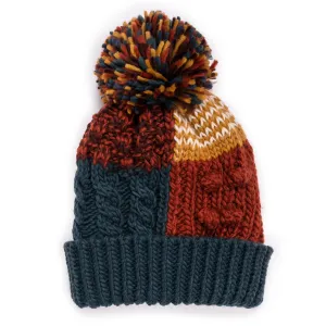 Women's Patchwork Pom Cuff Cap