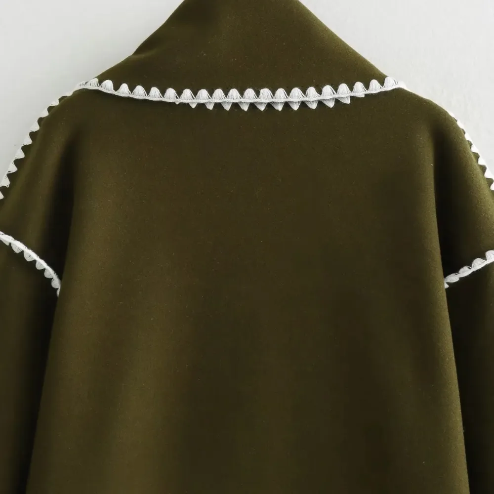 Women's Sarf Patchwork Woolen Coat