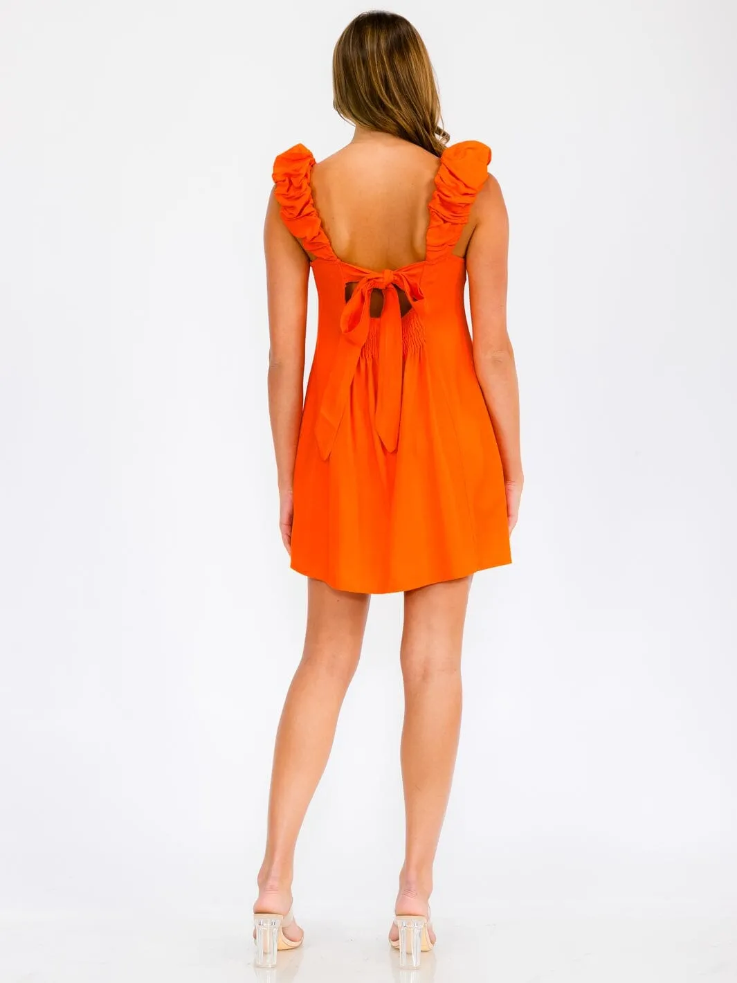 WOMEN'S SLEEVELESS SQUARE NECK POCKETS CUT OUT MINI DRESS
