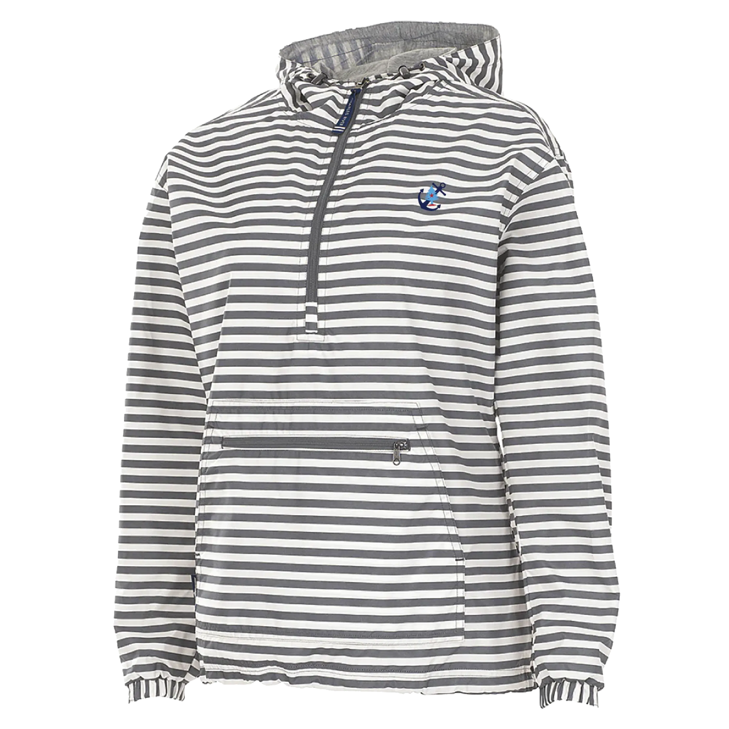 Women's Striped Windbreaker Lined Pullover - Anchor