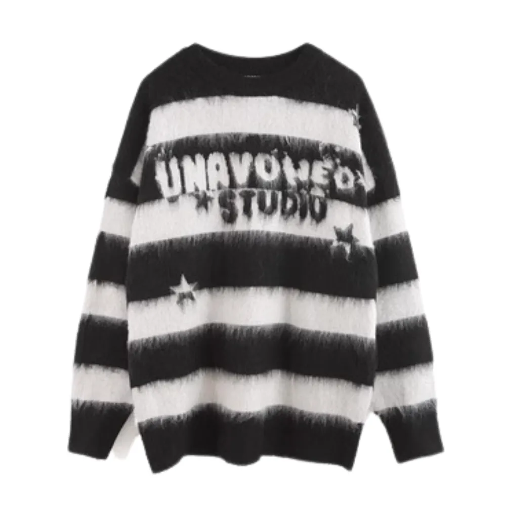 Women's Vintage Striped Mink Sweater