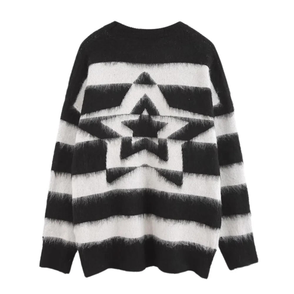 Women's Vintage Striped Mink Sweater