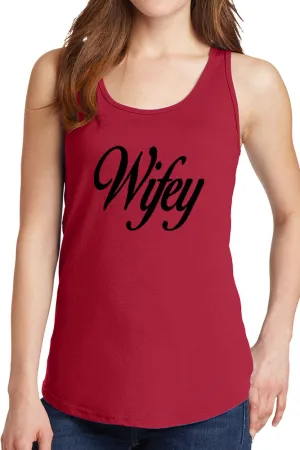 Women's Wifey with Cursive Core Cotton Tank Tops -XS~4XL
