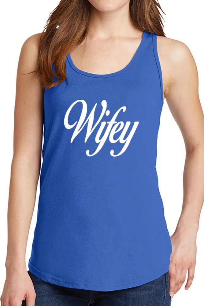 Women's Wifey with Cursive Core Cotton Tank Tops -XS~4XL
