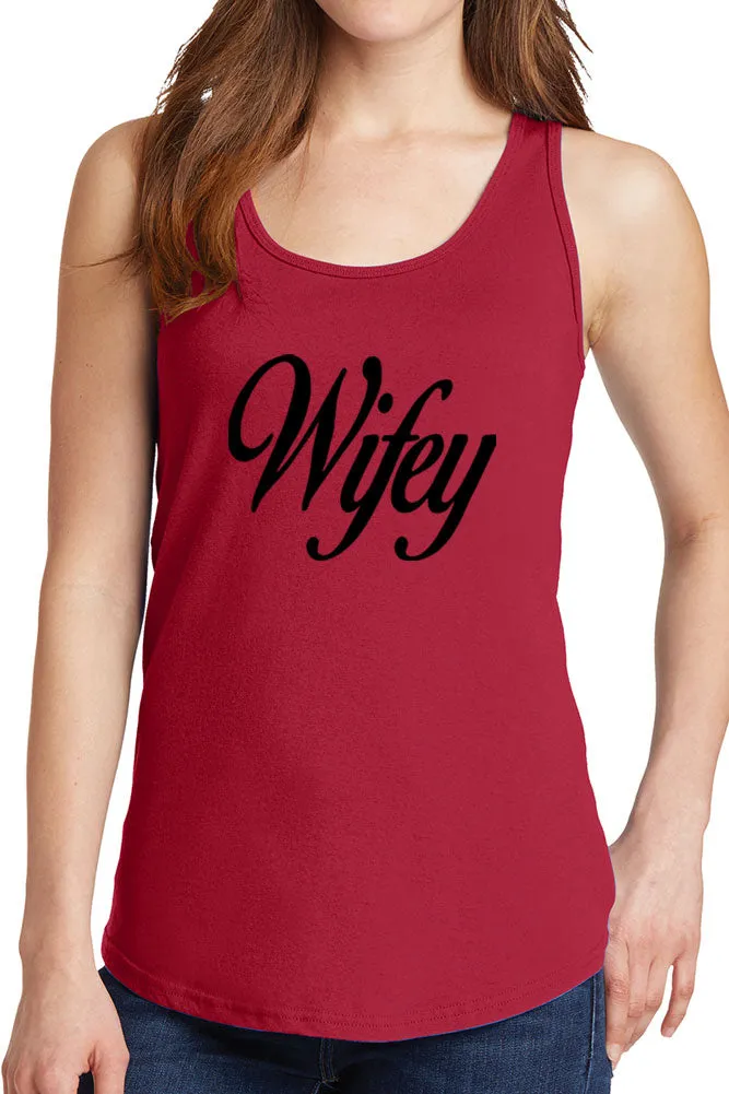 Women's Wifey with Cursive Core Cotton Tank Tops -XS~4XL