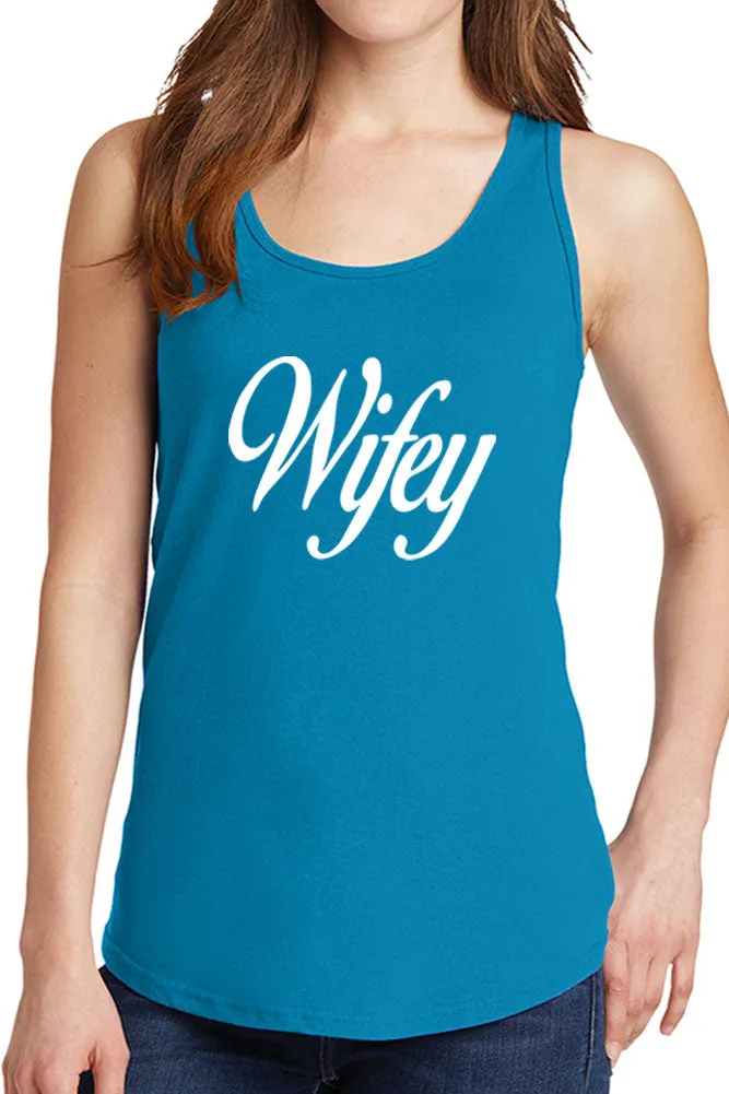 Women's Wifey with Cursive Core Cotton Tank Tops -XS~4XL
