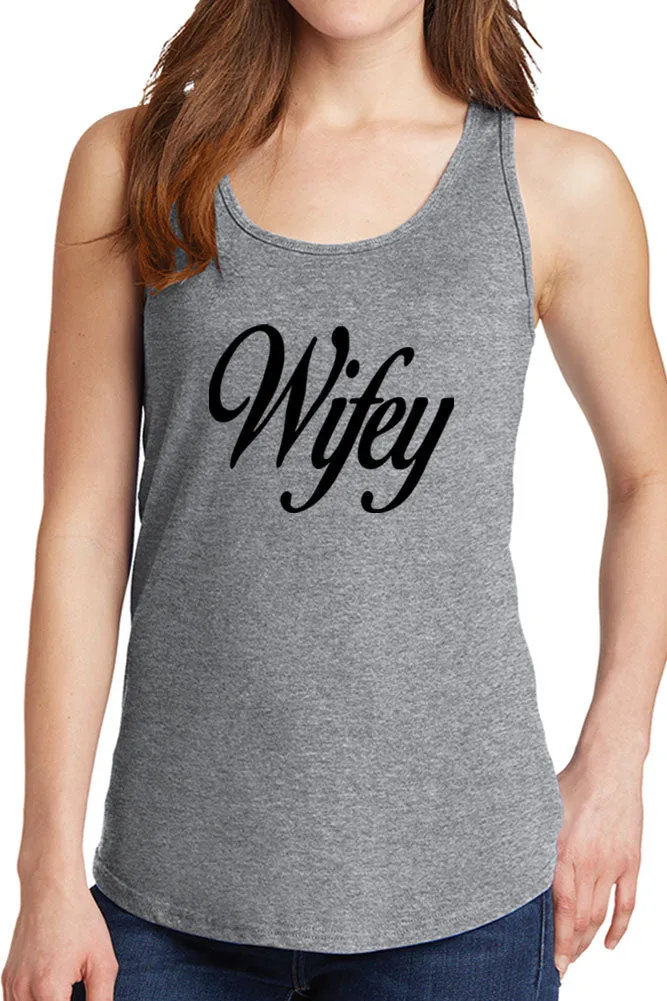 Women's Wifey with Cursive Core Cotton Tank Tops -XS~4XL