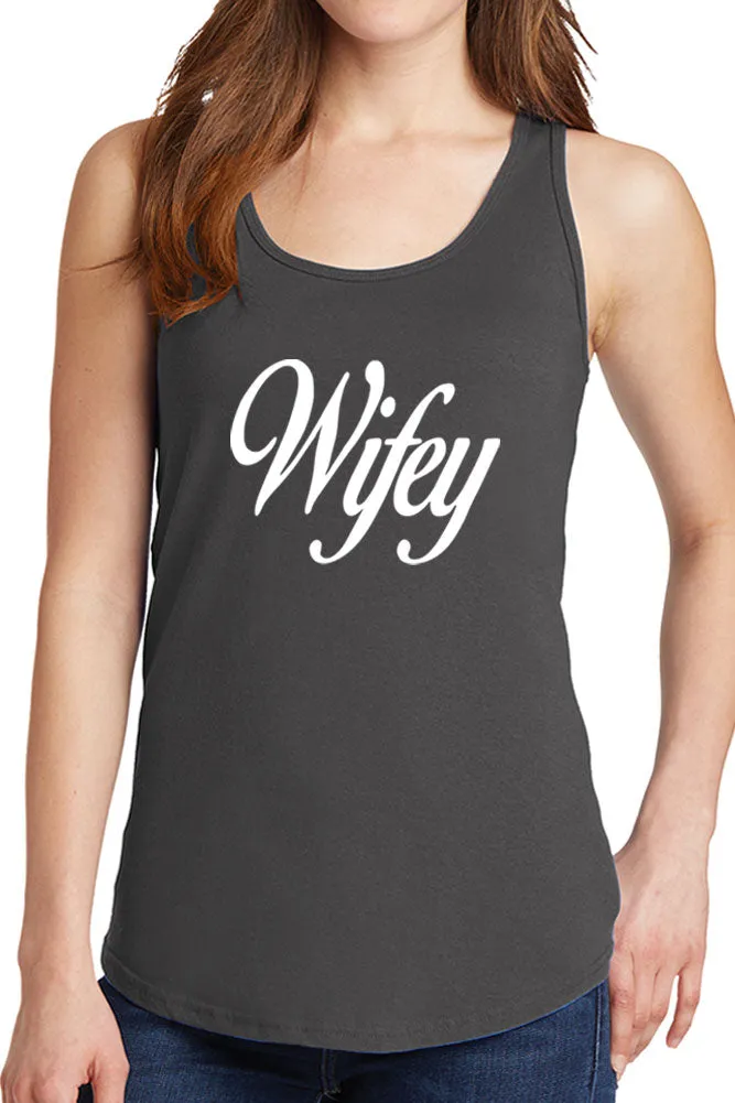 Women's Wifey with Cursive Core Cotton Tank Tops -XS~4XL