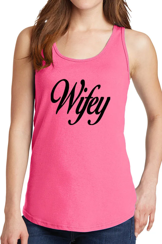 Women's Wifey with Cursive Core Cotton Tank Tops -XS~4XL