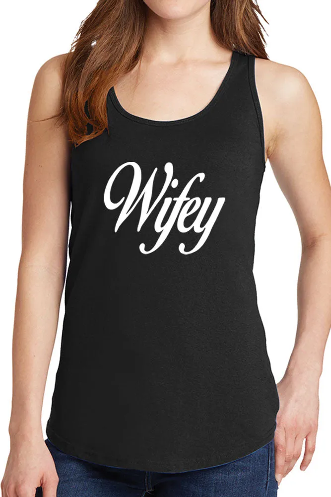 Women's Wifey with Cursive Core Cotton Tank Tops -XS~4XL