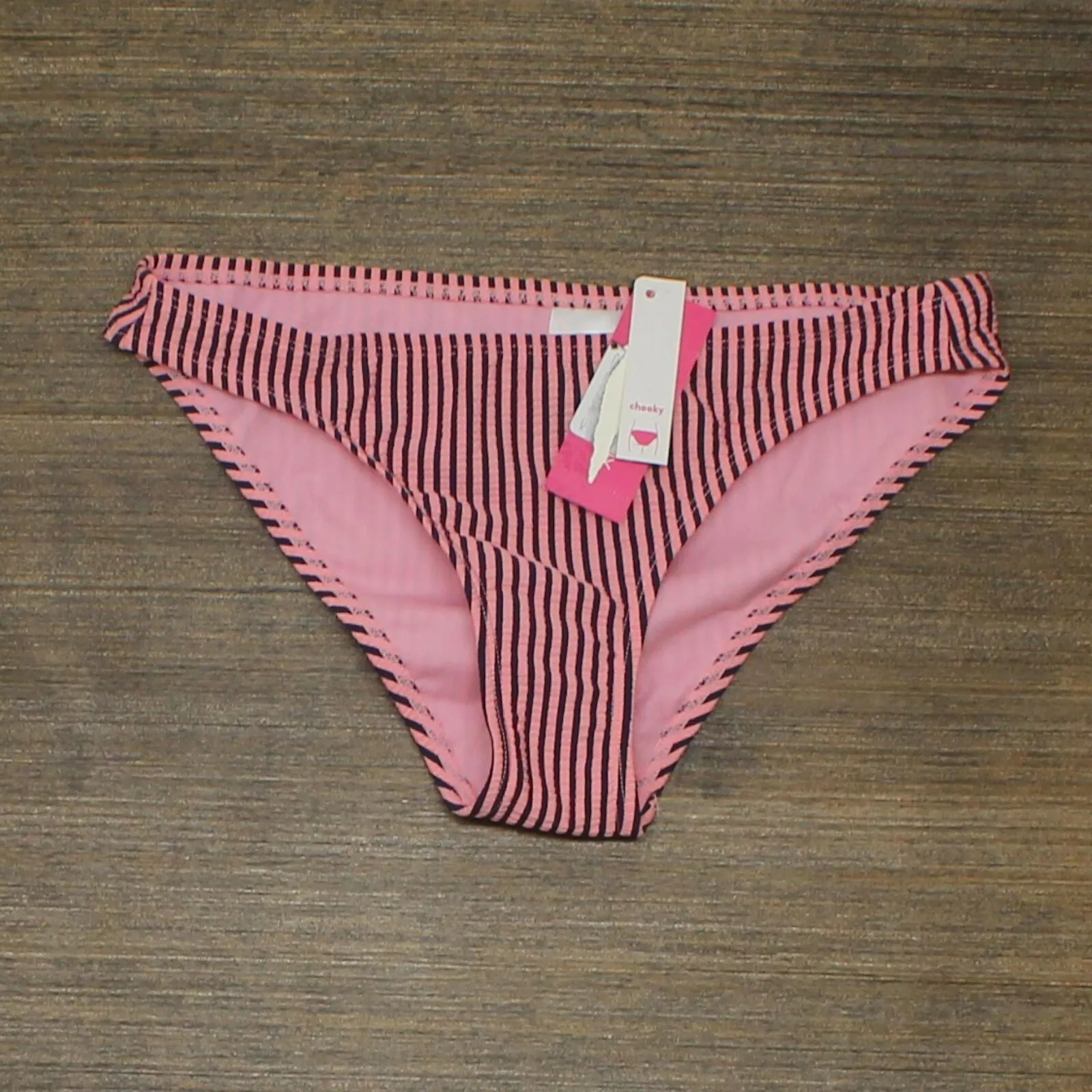 Xhilaration Juniors' Seersucker Cheeky Striped Bikini Bottom
