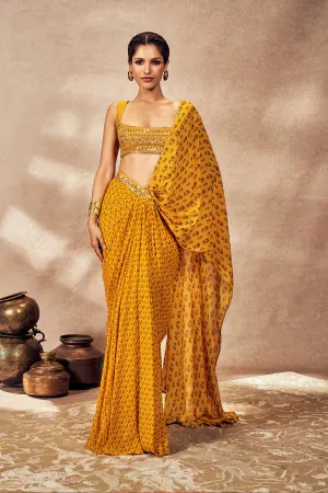Yellow Pixie Dust Drape Saree